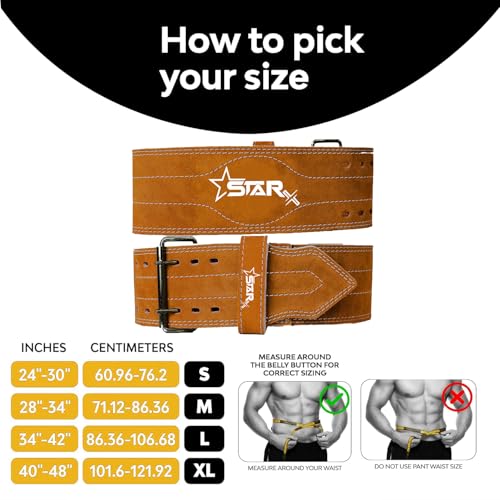 Image of Star X Jaguar Suede Leather Gym Belt for Men & Women | Adjustable Powerlifting & Weightlifting Belt for Deadlifts, Squats, Bench Press | Back Support & Injury Prevention for Heavy Workout (S, Brown)