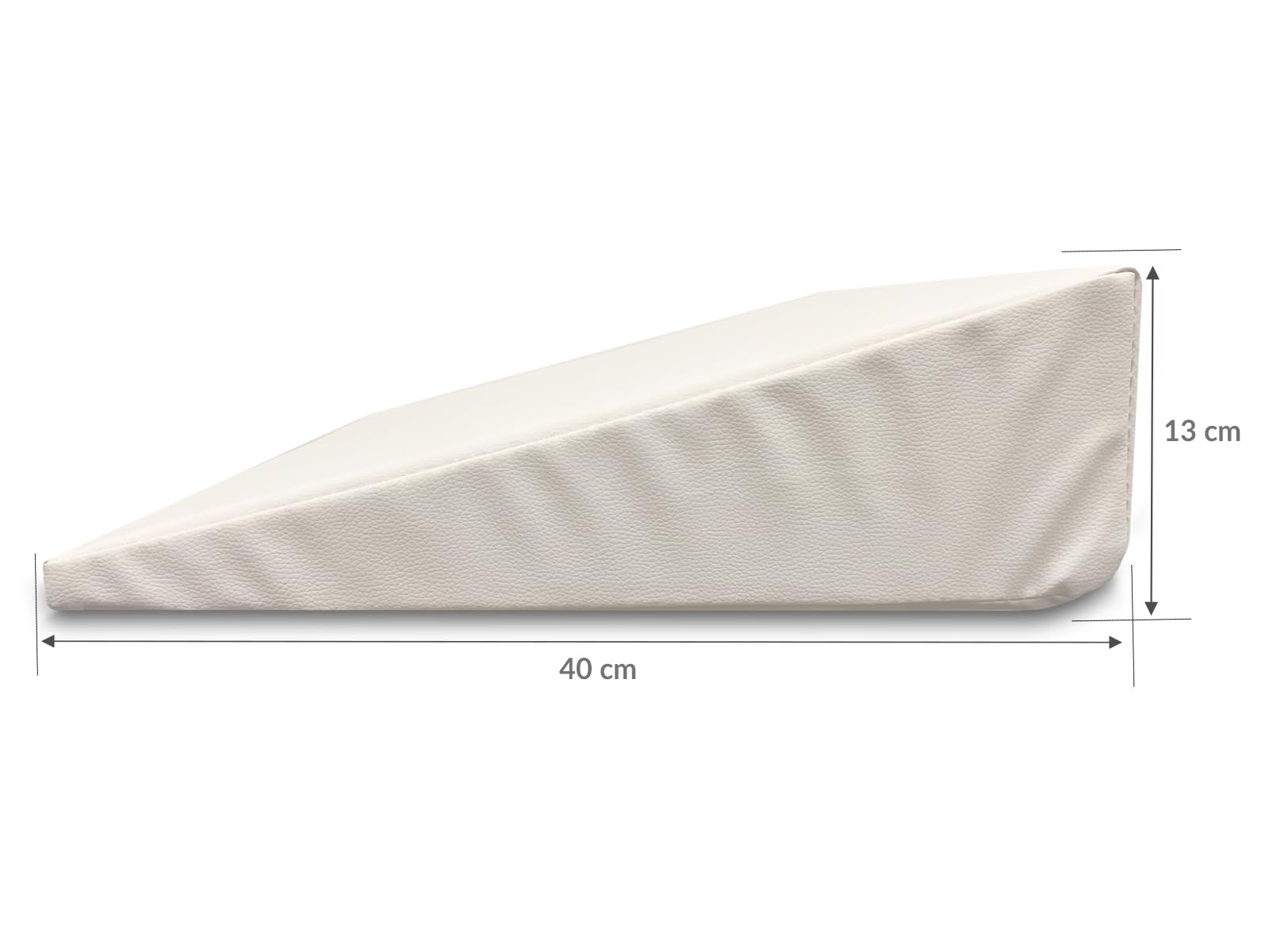 QUIRUMED Cojín cuña, Medidas 40 x 50 x 13 cm, Color Blanco, Ergonómico, Polipiel, Relleno Flexible, Cojín Masaje, Fisioterapia, Apoyo para la Espalda