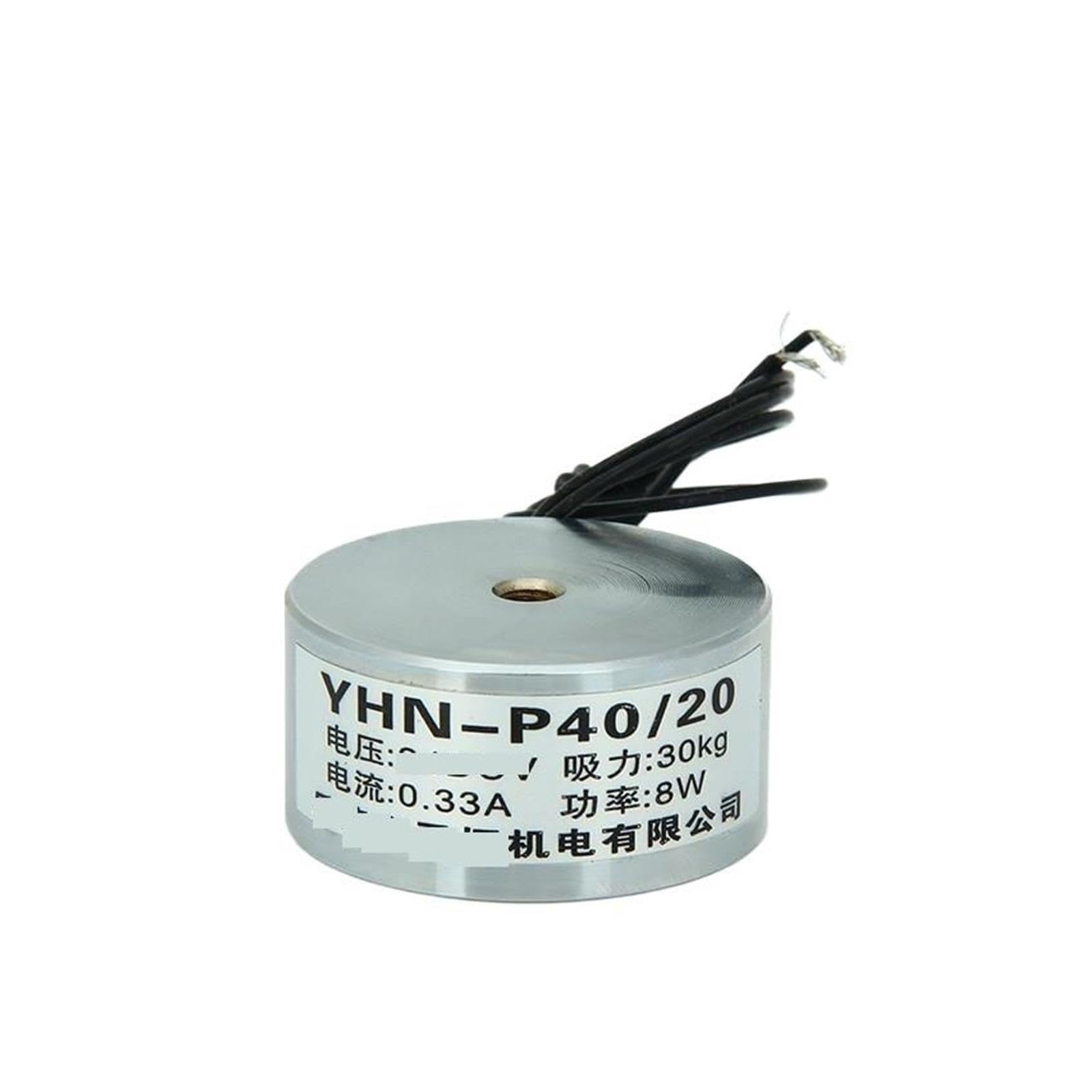 Électro-Aimant YHN-P40/20, Ventouse électrique DC12/24 AC220V, Puissance d'aspiration 30KG(DC12V)