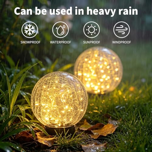 HOTEAGLE 5.9" Large Solar Globe Lights Outdoor Waterproof -2 Pack, 5.9 in — view 2