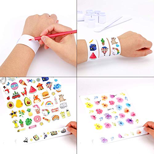 Derayee 48 Pack White Slap Bracelets For Kids, Diy Slap Bracelet Band School Party Favors Craft Painting Wristband For Boys Girls #TOP6