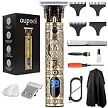 Hair Clippers Trimmer for Men,Hair Beard Body Arm Professional Electric T Blade Liners Outline Edgers Shaver 0mm Bald Zero Gap Grooming Kit LED Low Noise Cordless Rechargeable with Guide Combs(Gold)
