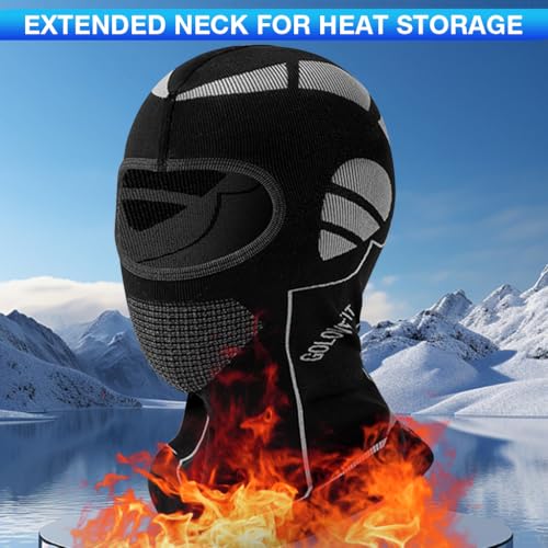 Image of PROBEROS Unisex Nylon Winter Balaclava Face Mask for Bikers & Cyclists, Thermal UV-Protected Stretchy Helmet Mask & , Neck Gaiter for Skiing, Motorcycle Riding, Running, Black, Free Size