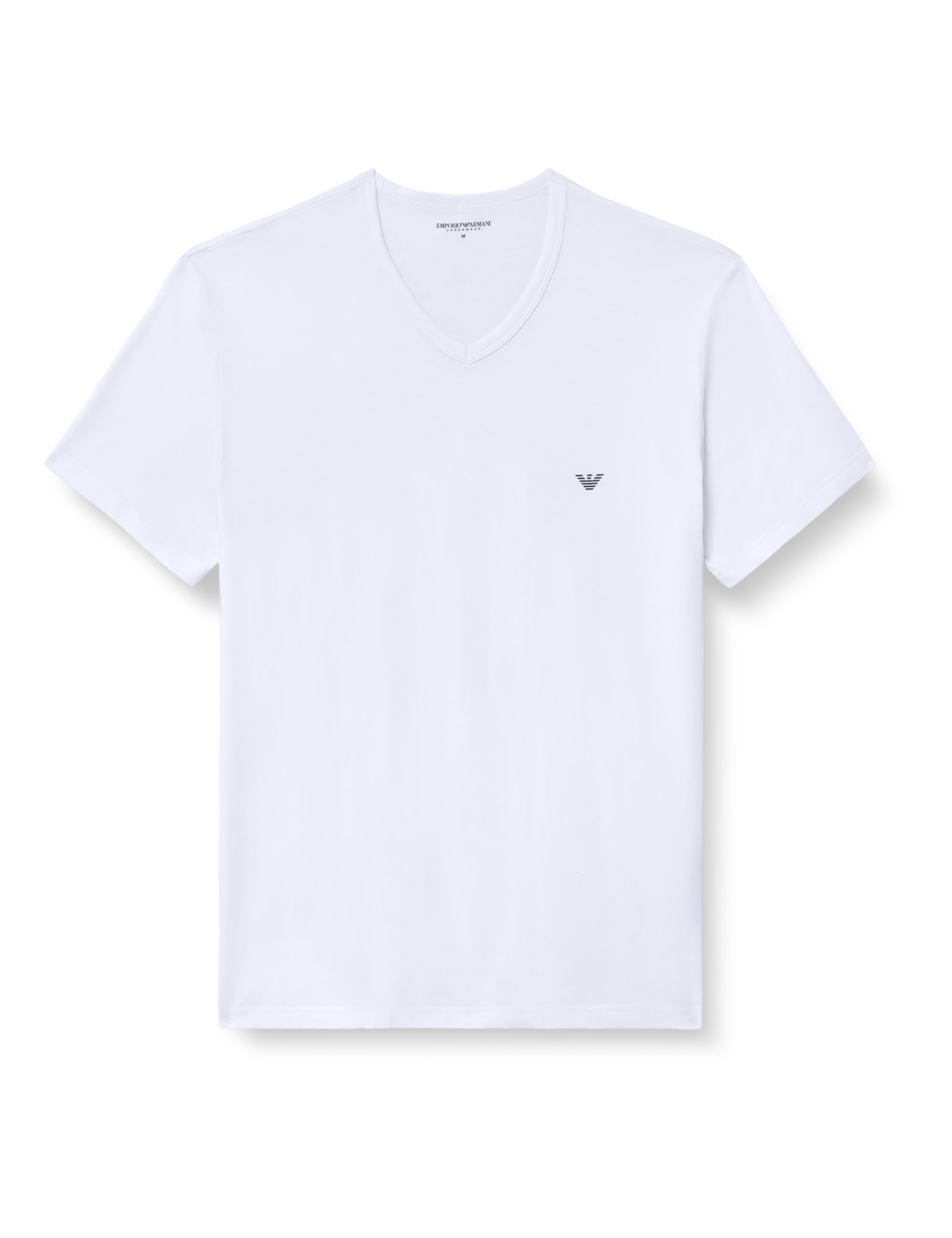 Emporio Armani Man's Core Logoband 2-Pack V Neck T-Shirt, White, S, Regular