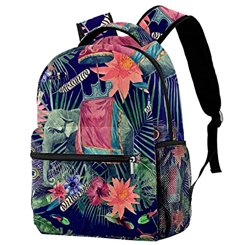 Sac à dos décontracté pour femme à motif floral multicolore grande capacité