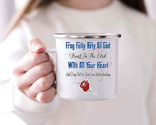 Miniatura 2 de Inspirational Gift Faith-based Gift for Jesus & God Lovers, Celebrate Mother's Day with a Thanksgiving Prayer - Frog Fully Rely on God Quote, Large
