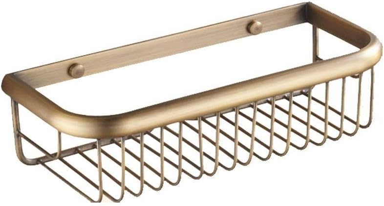 Copper Bathroom Shelf Gold Wall Hanging Square Basket Rack (Size : 30CM)