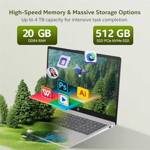 Image of HP 15.6 inch Touchscreen Laptop, Intel Core i7-1355U (10-Core, Up to 5.0GHz), 20GB RAM 512GB SSD Windows 11 Pro, 15.6 inch FHD IPS, Copilot AI, Numeric Keyboard, Type-c, Patented KB Kit