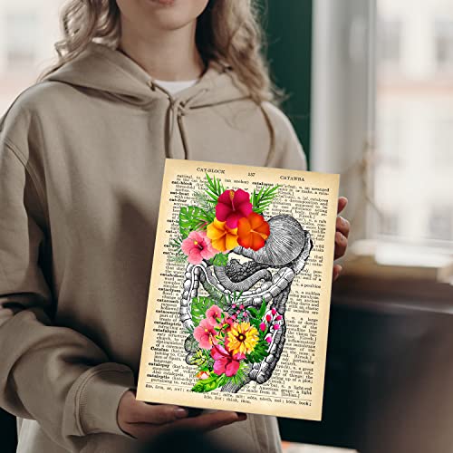 Medical Dictionary Art Set - Vintage Anatomical Posters Retro Floral Wall Decor For Doctors Office Clinic Med Student Dorm Gifts For Nurses Physician Assistant Pa Women Men - Unframed 8 X 10 Prints #TOP6