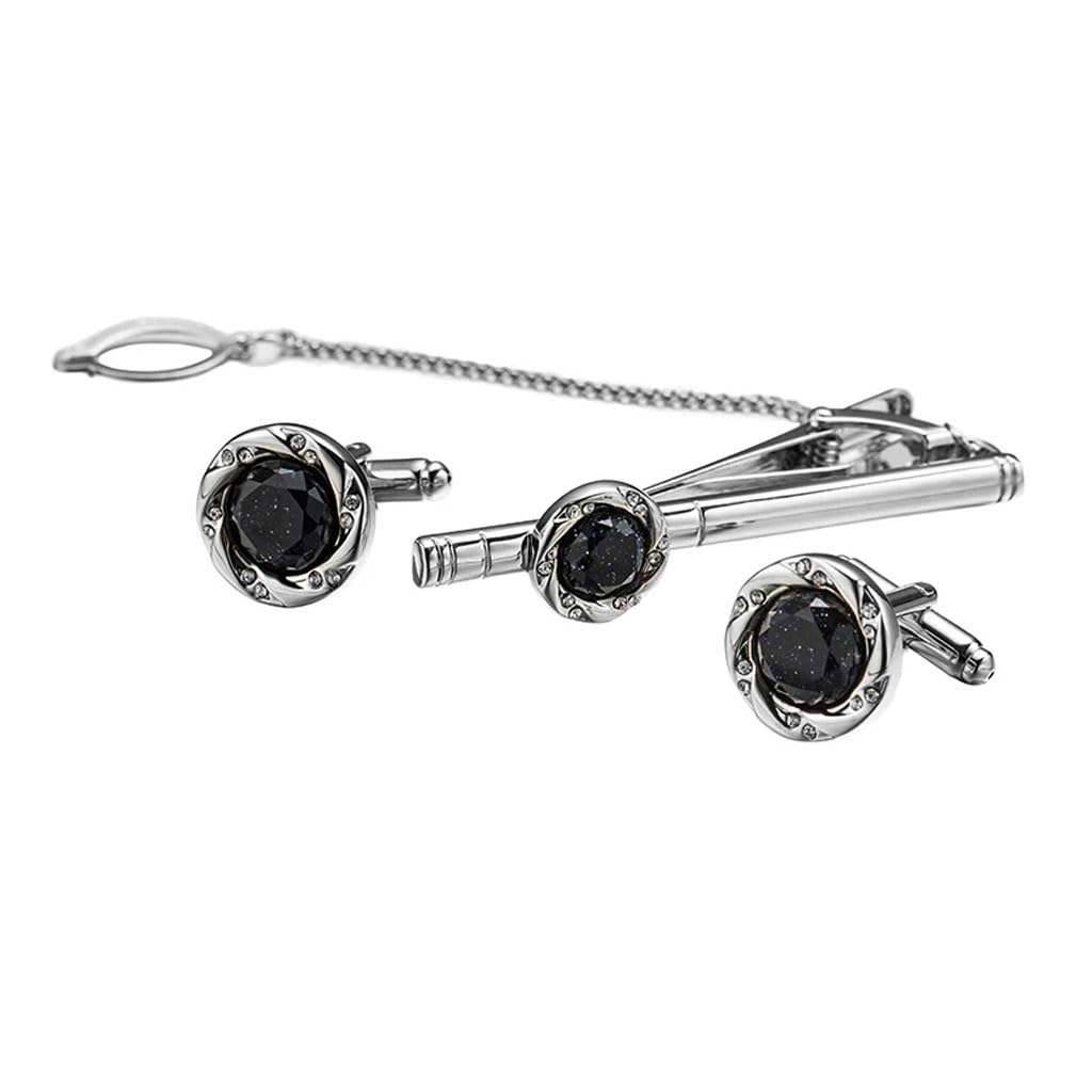 Ensemble de Boutons de Manchette et Pinces à Cravate en Pierre Ciel étoilé pour Hommes et Femmes, Pinces à Cravate, épingles à Cravate, bijo