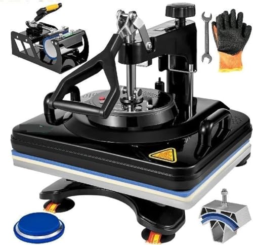 Prensa térmica 5 en 1 sublimación 12x15 pulgadas negra