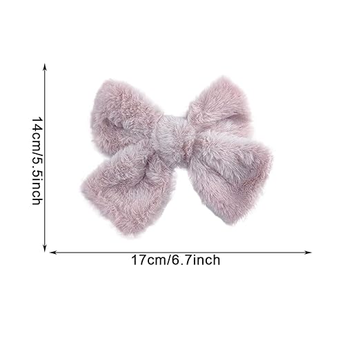 Miniatura 2 de 5 horquillas de felpa con lazo grande, accesorios para el cabello de piel, clip de resorte para mujeres y niñas