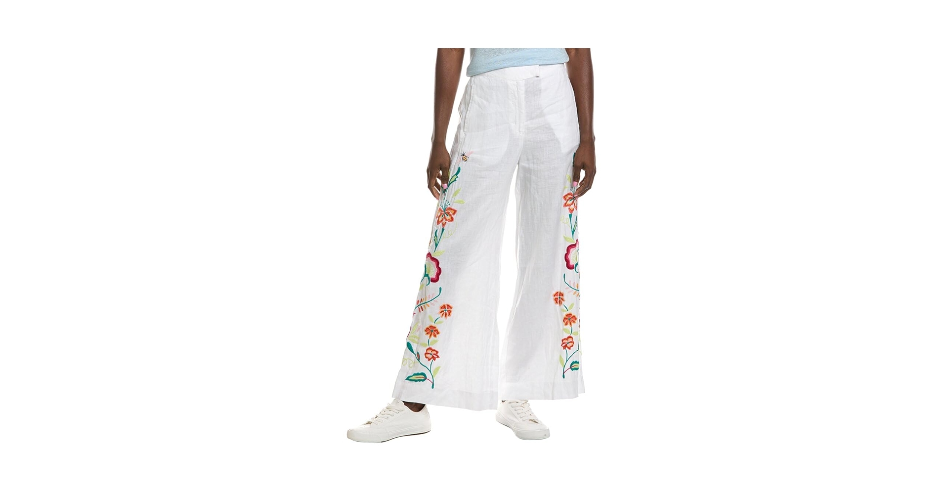 Johnny Was Women's Averi Wide Leg Linen Pant, White at