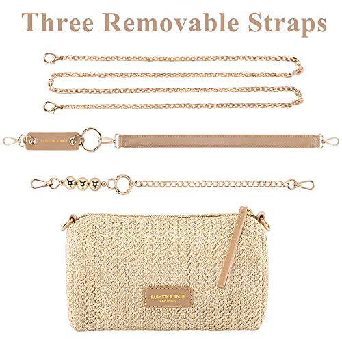 Bolso de hombro cilíndrico de paja para mujer verano miniatura 5