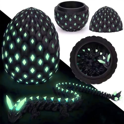 Dragon Articulé Imprimé en 3D - Jouet Lumineux, Jouet de Articulé Ailé pour Cadeaux Adultes Enfants Noël Décoration de Bureau (Bleu Fluorescent)