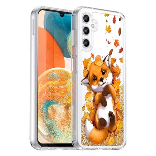 Anreixx Glitter Hülle für Samsung Galaxy A54, Niedliche Fuchs Muster Silikonhülle mit glänzenden Sparkle Bling Quicksand & weiche TPU Bumper-Kissen