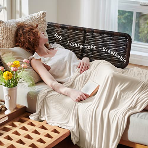 Bedsure Beige Cooling Blanket Twin XL for Hot Sleepers -Summer Cold Blanket with Rayon Derived from Bamboo for Twin Size Bed, Ice Cool Cold Lightweight Arc-Chill Thin Summer Bedding, 60x90