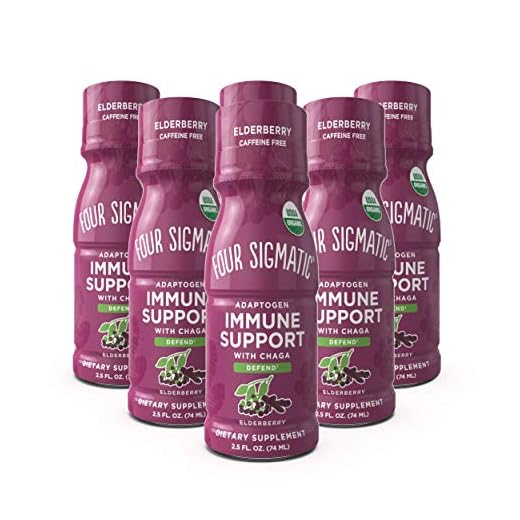 Adaptogen Immune Support Shot by Four Sigmatic | Caffeine Free, Vegan Chaga Mushroom Shot | Organic Vitamin C Drink | Elderberry Shot for Immune System Support, Stamina and Endurance Aid | 6 Count
