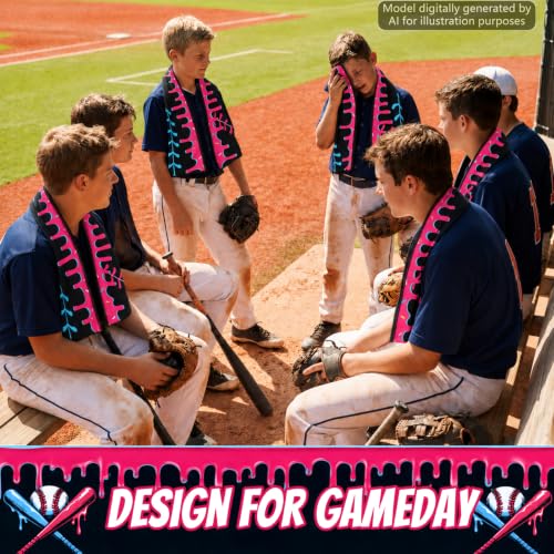 Image of 30Pcs Ice Cream Drip Baseball Cooling Towels for Neck and Face 40 x 12 Inch Sports Baseball Team Gifts Ice Towel for Gym Sweat Microfiber Breathable Chilly Bulk Neck Wraps for Athletes Coach Outdoor