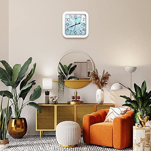 Pendule murale silencieuse moderne bleue design goutte d'eau 26x26cm - 8