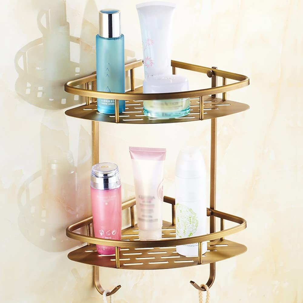 Rbudspolf Antique Bronze Bathroom Shelves Shower Caddy Shelf Bath Corner Shelf, Shower Shelf,Shelves Storage Shelf Rack, Basket Holder