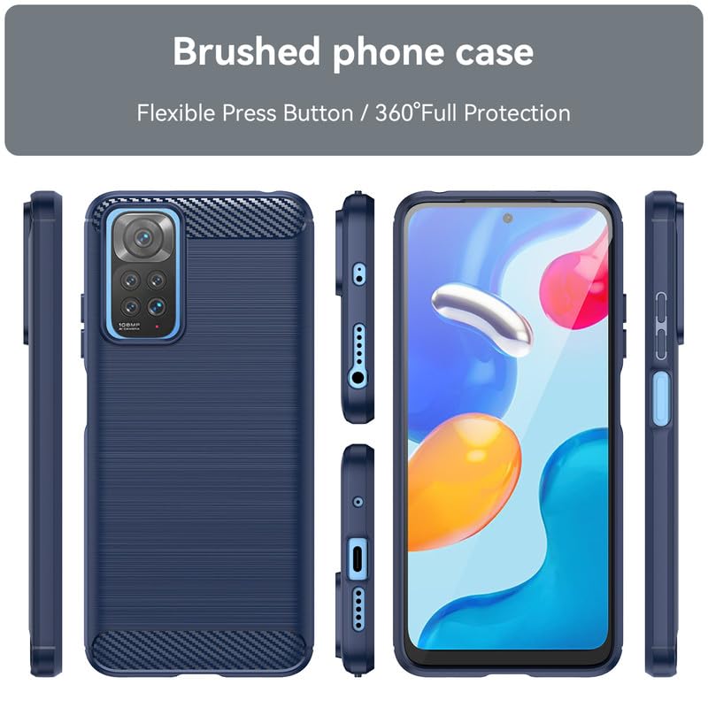 Image of Hybrid Carbon Fiber Back Case for Redmi Note 11 / Note 11S (Blue)
