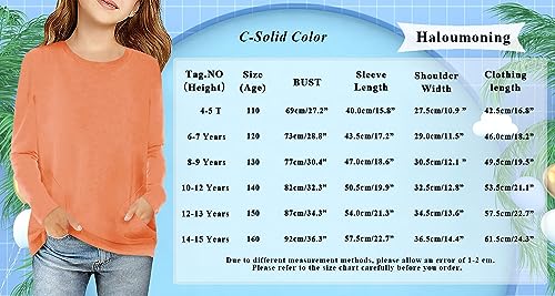Image of Haloumoning Girls Casual Short Sleeve T Shirts Color Block Tee Blouse Kids Loose Tunic Tops with Pockets Size 4-15