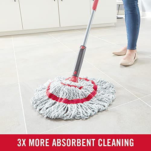 Rubbermaid Microfiber Twist Mop And 2 Refill Kit, Red, Built-In Wringer, Machine Washable And Reusable Mop Head, Light Weight, Clean Hard To Reach Places, For Laminate/Hardwood/Safe On All Floor Types #TOP6