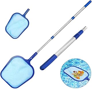 NJDT Pool Skimmer Swimming Pool Leaf Cleaning Net Fine Mesh Skimming Pool Net with 4 Foot Adjustable Telescopic Aluminium Pole Suitable For Swimming Pool, Garden Pond,Spas & Hot Tubs