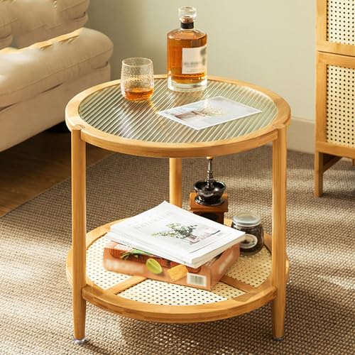 Table de chevet ronde avec rangement pour petite chambre