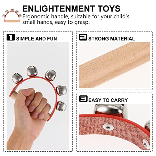 Milisten 6 Pcs Desk School Bells Decor Ring Wooden Wood With Music Hand Sleigh Performance Red Handbells Ringbell Instrument Educational Handheld Valentines For Christmas Early #TOP4