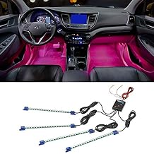 LEDGlow 4pc Pink LED Interior Footwell Underdash Neon Lighting Kit for Cars & Trucks - 7 Unique Patterns - Music Mode - 8 Brightness Levels - Auto Illumination Bypass Mode - Universal Fitment