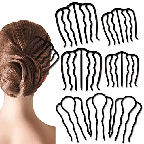 Dazzhues 7 Piece Hair Fork Clip Hair Side Combs Metal Hair Pins U Shape Hair Combs Hair Clip Stick For Updo Bun Diy Hair Tool For Vintage Hairstyle French Hair Accessories (Black) #TOP29