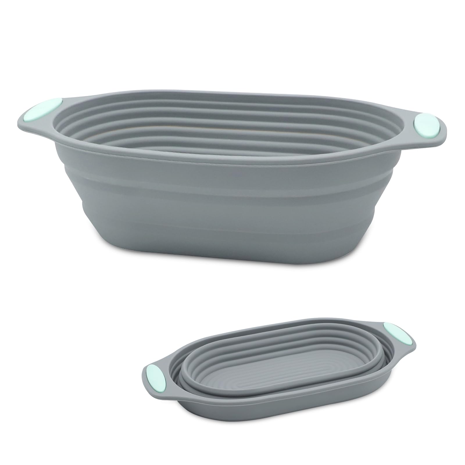 Mxghir Grey Bread Proofing Basket, Silicone Sourdough Basket 10 Inch Foldable Oval Banneton Proofing Baskets, Bread Making Tools For Baking & Proofing Artisan Bread (Grey)