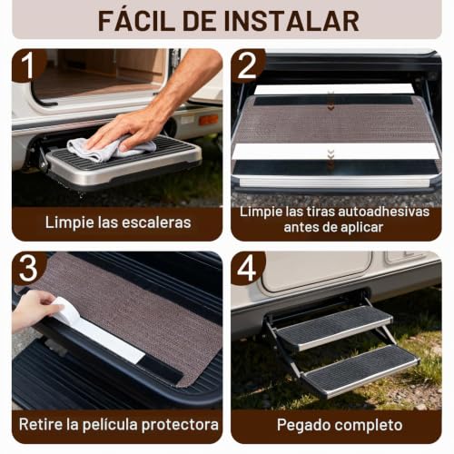 Miniatura 5 de Xiruiubao Alfombras Antideslizantes Escalones Para Autocaravana, 3 Piezas Alfombrillas Para Escaleras,Alfombra Antideslizante Para Exterior Interior,Suela De Goma Antideslizante,Gris