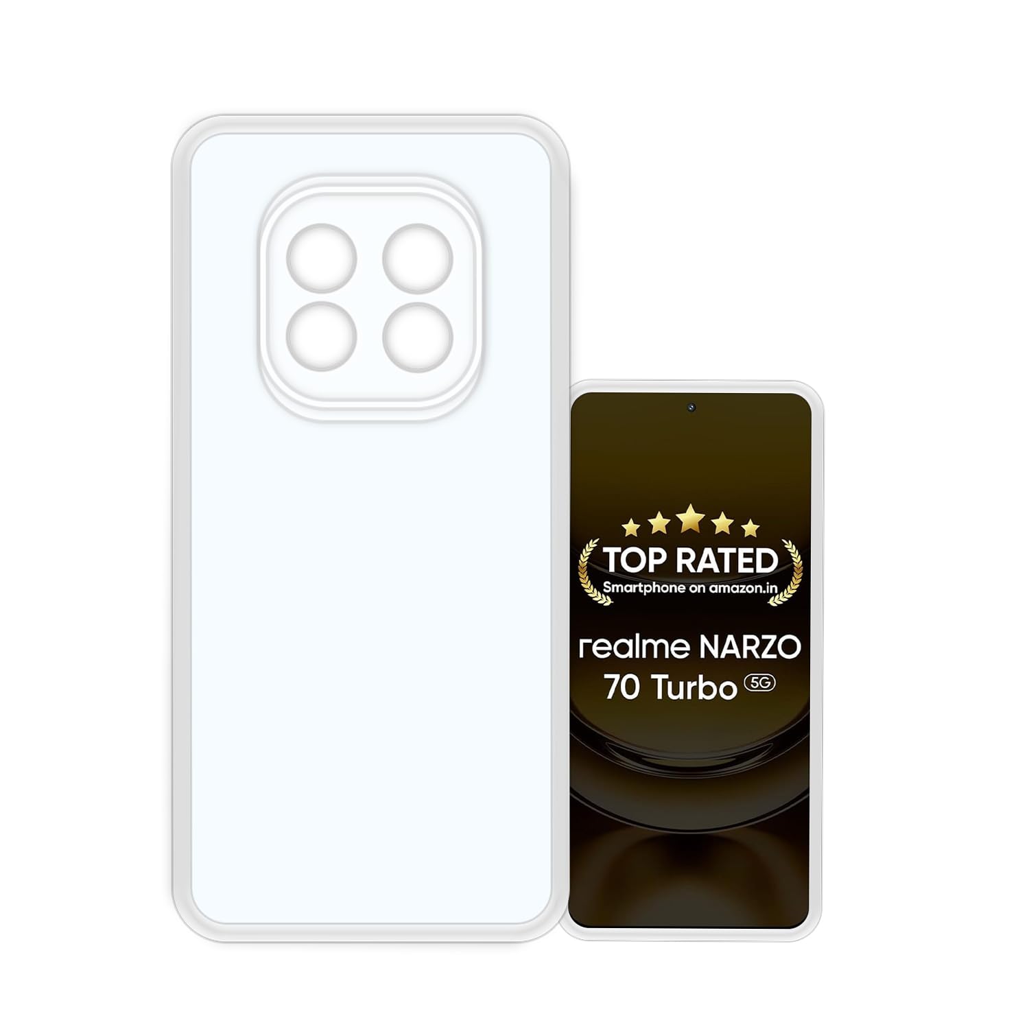 VIDO Transparent Back Case Cover for Realme Narzo 70 Turbo 5G (Soft & Flexible & Camera Protection Back Case)