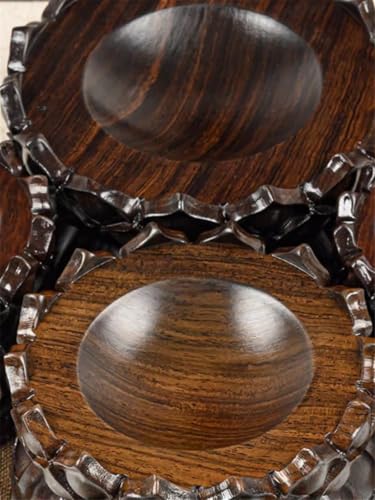 Expositor giratorio de madera para bonsáis con elegante base cóncava tallada, tamaño XS 4