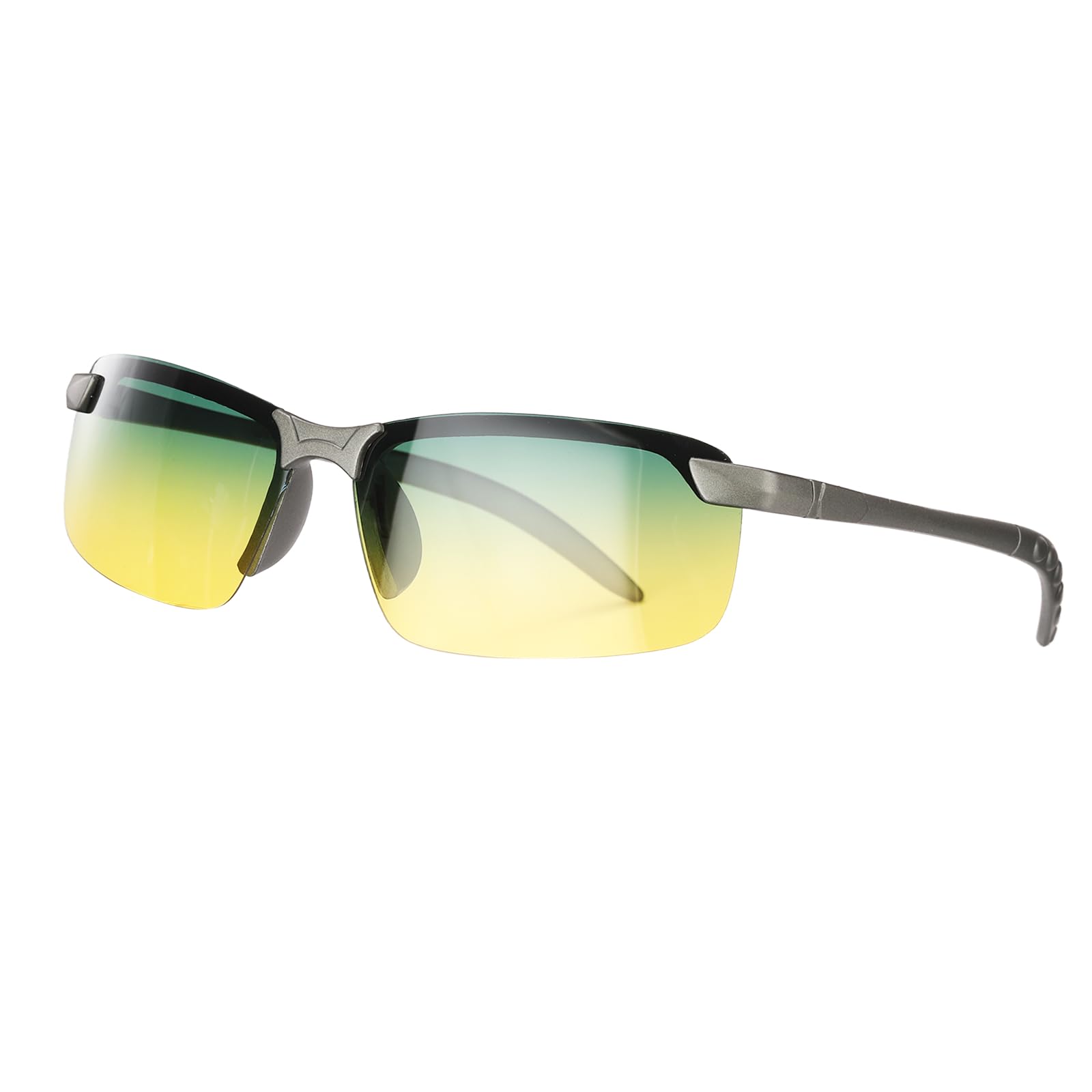 sourcing map Polarized Sports Sunglasses for Men Womens, UV400 Protection 16g Lightweight Cycling Sunglasses for Running Skiing Fishing Goggles, Gun Gray/Green Yellow โ image 1