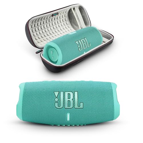 JBL Charge 5 - Portable Bluetooth Speaker with Megen Hardshell Travel Case with IP67 Waterproof and USB Charge Out (Teal)
