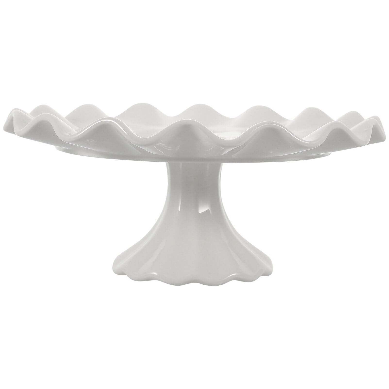Ciieeo Alzata Per Torta in Ceramica Bianca 7.48 Pollici Supporto Decorativo Per Dolci Con Design a Onde Multifunzionale Per Frutta Dessert Snack Uso Casa E Feste