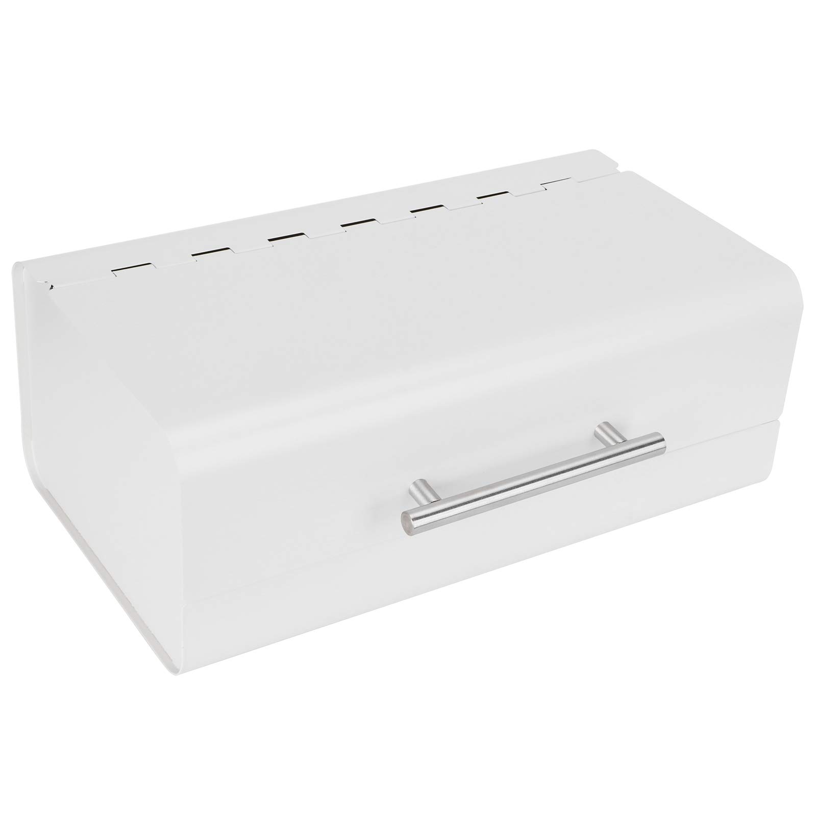 Metal Bread Box Large Capacity Bread Storage Bin with Lid Food Storage Organizer Baked Goods Container for Kitchen Counter White
