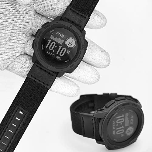 YOOSIDE 22mm Nylon Military Style Watch Strap for Garmin Instinct 3 45mm / Instinct 2 Solar/Crossover/Tide/Esports (Black) - Image 4