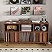 Oubayajia Large Record Player Stand, Vinyl Record Storage Holder, Record Player Table with Power Outlet, Record Storage Turntable Stand Record Stand Table (Walnut, 55.11''W)