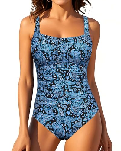 Image of Aqua Eve One Piece Bathing Suit for Women Tummy Control Swimsuit Slimming Vintage Swimwear