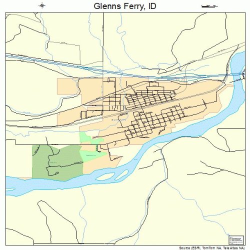 Large Street & Road Map of Glenns Ferry, Idaho ID Printed poster size wall atlas of your home