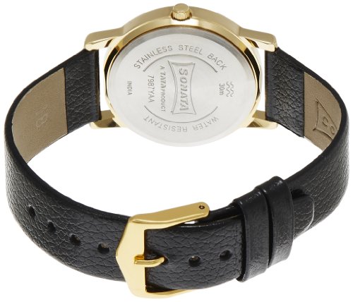 Image of Sonata Men Leather Analog White Dial & Black Dial (Nj8976Yl02W + Nj7987Yl03W) | Rakshabandhan Gifts, Band Color-Black