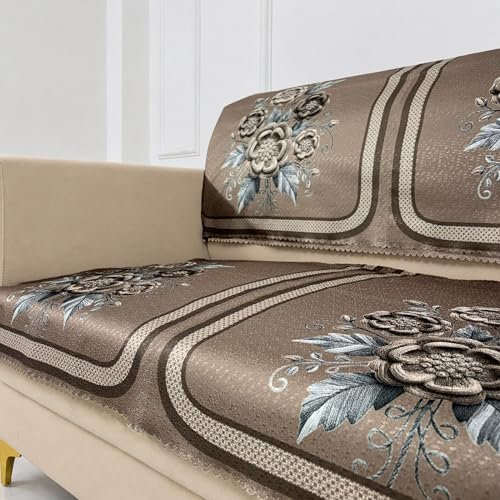 Image of Homerz Premium Waterproof Jasmine Joe Sofa Seat Cover - Floral Printed Sofa Protector | Non-Slip, Washable & Durable Sofa Protector (Mouse, 2 Seater with Back)
