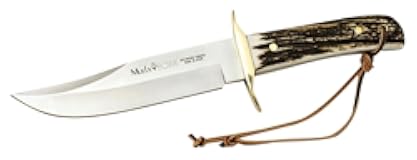 BW-CLASIC-16A Genuine Red Stag Horn Handle Hunting Knife with Leather Sheath