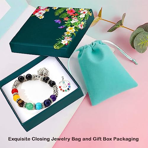 YIWEIYA 10 MM Beads 7 Chakra Healing Balance Stone Beaded Bracelet Yoga Balancing Reiki Healing Bracelet with Jewelry Bag and Gift Box Packaging - Image 3