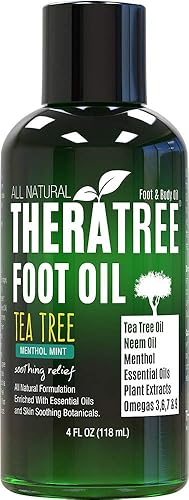 Aceite para pies con aceite de árbol de té, aceite de neem y menta mentol, ayuda a la irritación de la piel y el olor de los pies - TheraTree